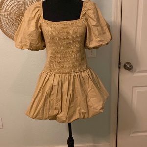 Tan mini party dress or can be worn w leggings by Endless Rose